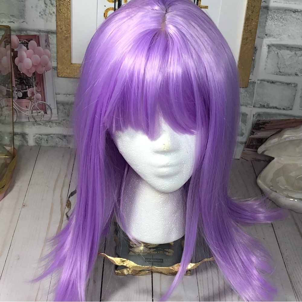 Lilac Wig - Synthetic - Straight - Shoulder Length w/Bangs; New, Never Used